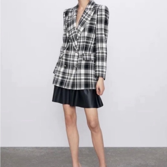 Zara Check Double Breasted Blazer - Picture 1 of 6